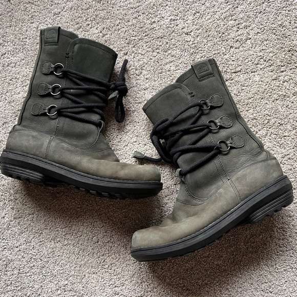 Sorel Shoes - Sorel Women's Size 7 Kenai Nubuck Leather Thinsulate Lace Up Zip Up Snow Winter